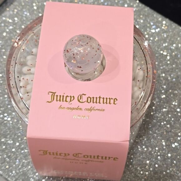 Juicy Couture Home Pink Glitter Infused Cosmetic Organizer w/Cotton Swabs - Picture 4 of 5